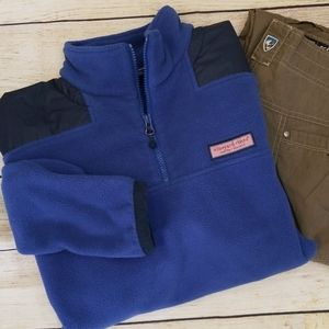 Vineyard Vines Cobalt Blue Fleece Quarter Zip Pullover